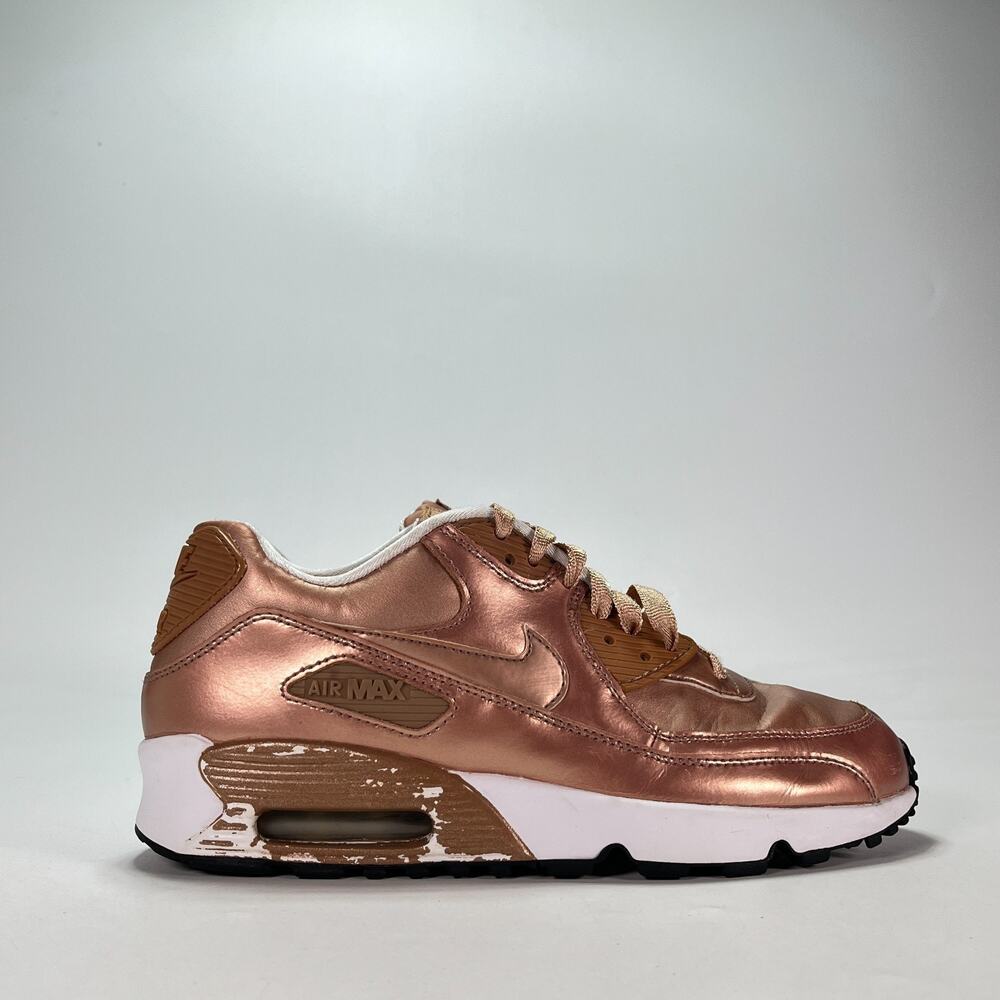 Nike Air Max 90 Metallic Rose Gold Lifestyle Sneakers 859633-900 Youth Size 7Y